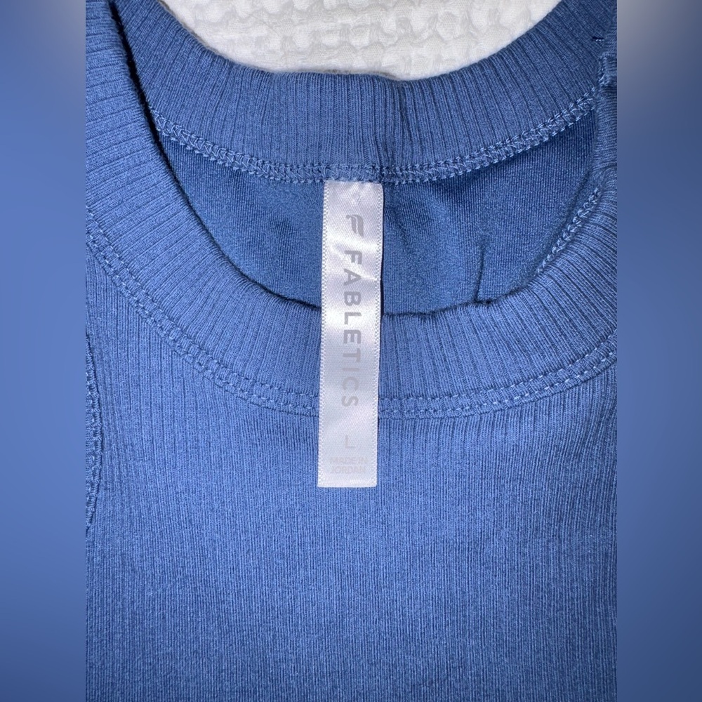 Fabletics Blue Ribbed Racerback Tank Top - Picture 6 of 12